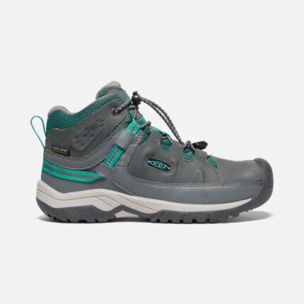 Keen Steel Grey-Porcelain Big Kids' Targhee Waterproof Boot